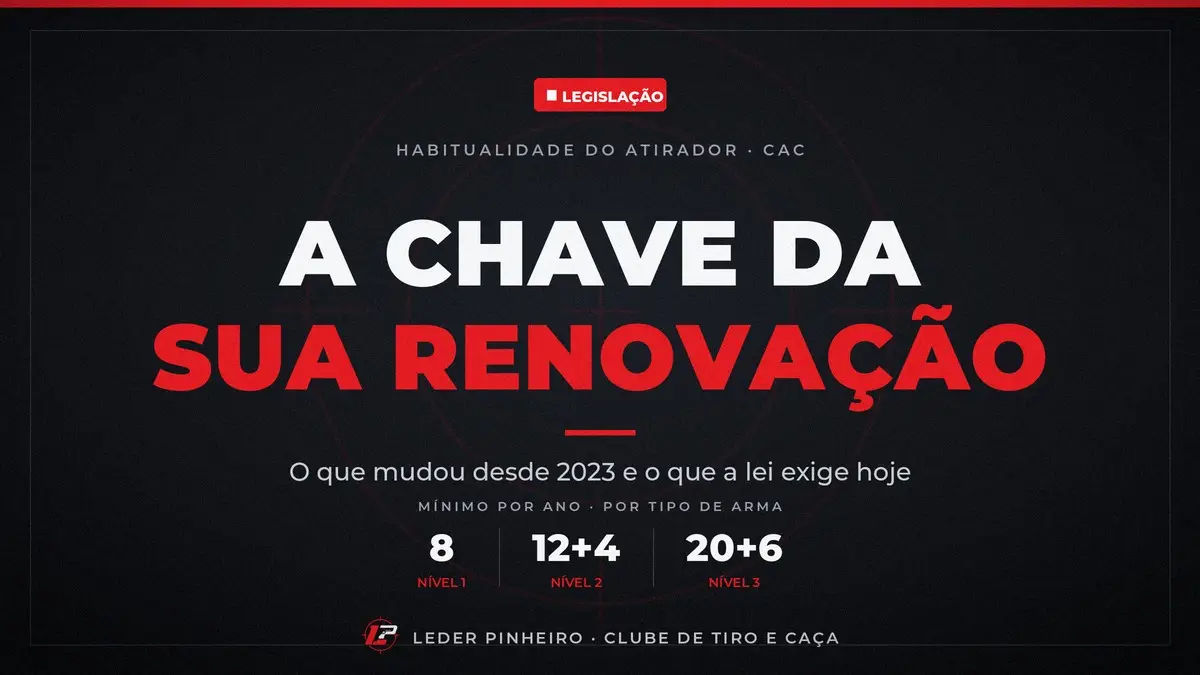 Habitualidade do atirador: a chave da renovação do CRAF — treinos e competições exigidos por nível (8, 12+4, 20+6) segundo a Nota Técnica 01/2026 da Polícia Federal.