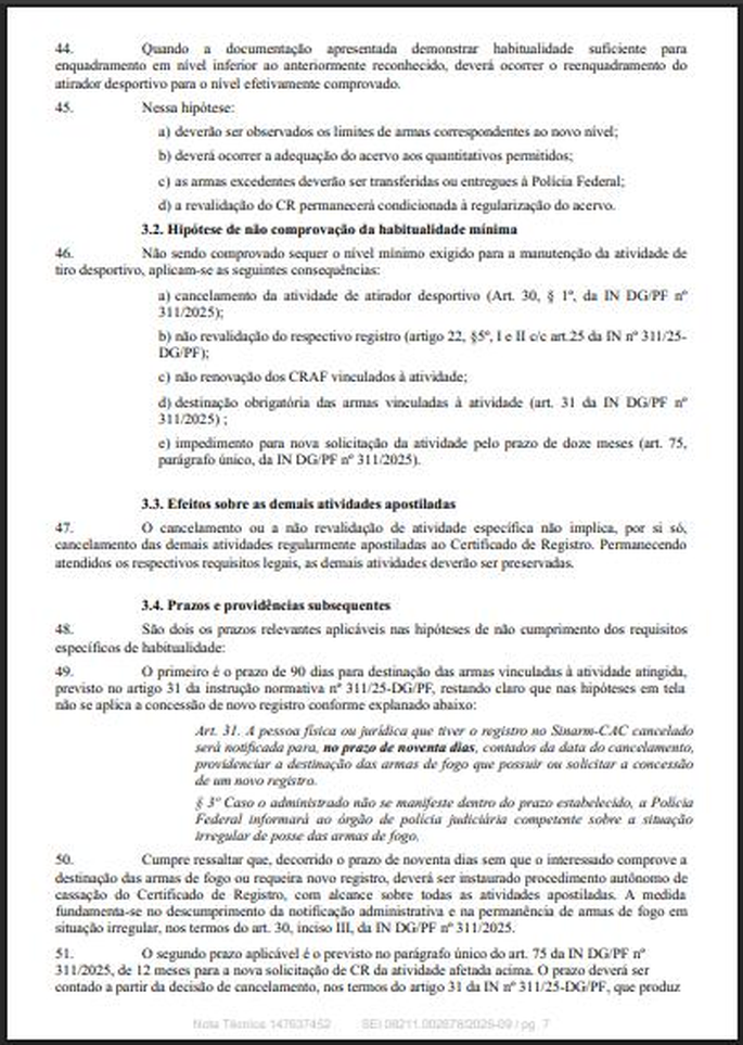 Página 7 da Nota Técnica 01/2026: efeitos da não comprovação da habitualidade