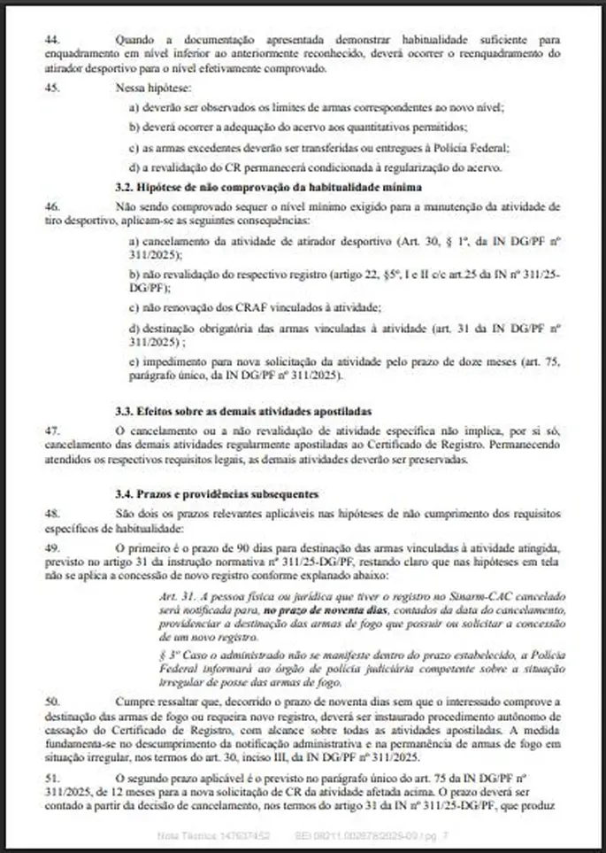 Página 7 da Nota Técnica 01/2026: efeitos da não comprovação da habitualidade